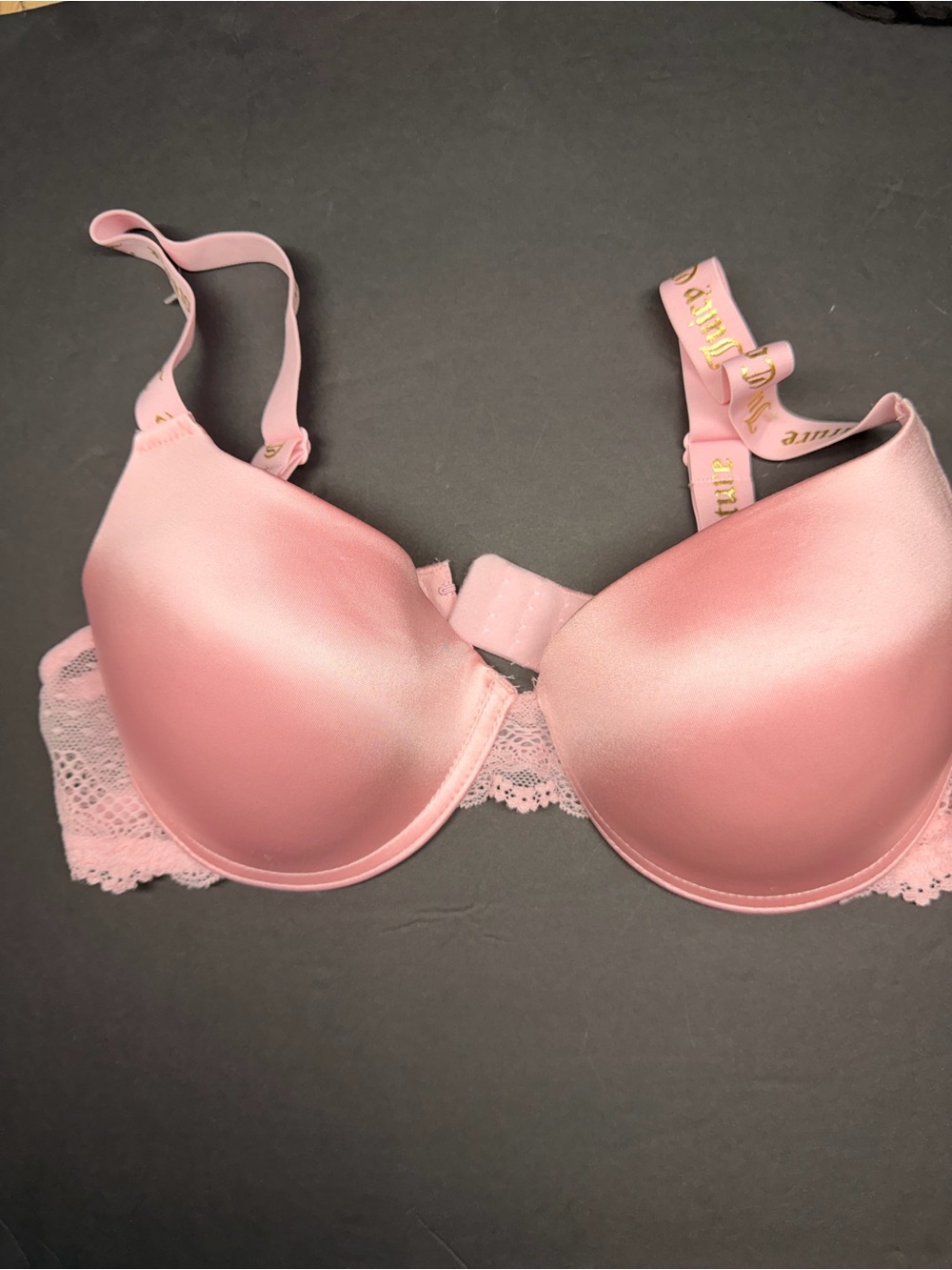 Juicy Couture Pink Satin Lace-Trim T-Shirt Bra